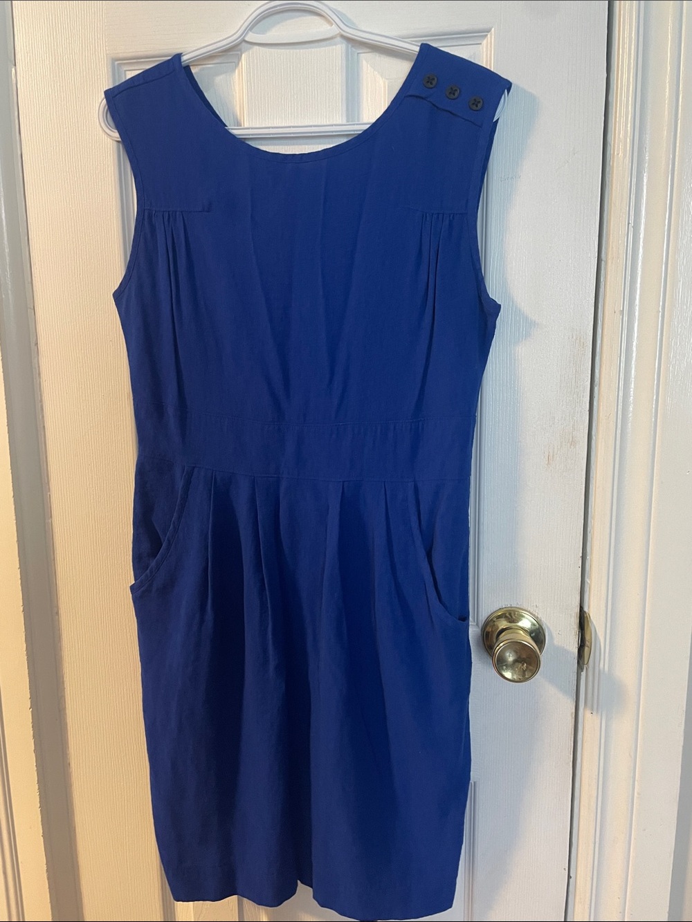 Annie 50 Royal Blue Sleeveless Pocket Dress Women’s Medium Made in Canada